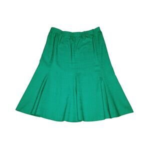 Vintage 80s Trumpet Skirt Kelly Green 1X Textured Pull On Modest Retro Godet